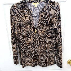 Michael Kors Animal Print Long Sleeve Top